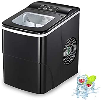 AGLUCKY Counter top Ice Maker Machine,Compact Automatic Ice Maker,9 Cubes Ready in 6-8 Minutes,26lbs/24hrs,Portable Ice Cube Maker with Ice Scoop and Basket