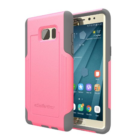 Galaxy Note 7 Case, eSellerBox® Heavy Duty Armor Full-body Rugged Hybrid Dual Layer Slim Protective Defense Case Cover for Samsung Galaxy Note 7 (2016) (Grey&Pink)