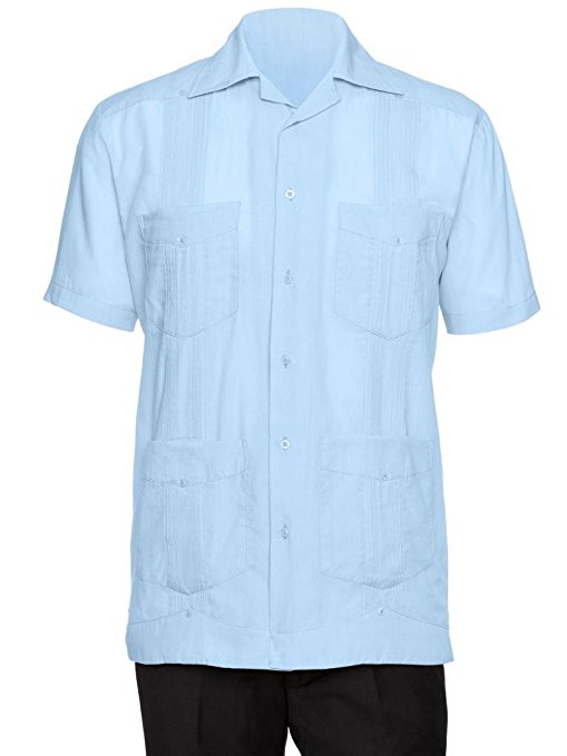 Gentlemens Collection Mens Short Sleeve Cotton blend Guayabera Shirt