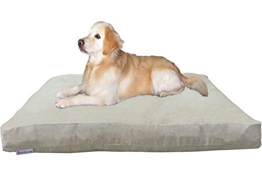 Premium Orthopedic Shredded Memory Foam Dog Bed Pillow with Waterproof Internal Liner and MicroSuede External Cover for Small Medium to Extra Large Pet - 6 Sizes