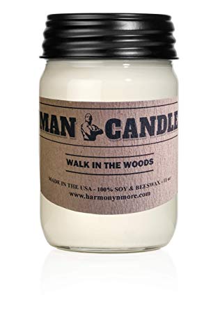 Harmony Bath and Body Products Best Man Candle - Best Soy Beeswax Candle - Premium Quality - Recyclable Mason Jar - Novel Gift - 11 Oz Large Candle – Walk in The Woods Scent