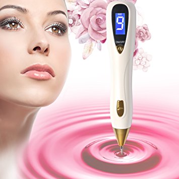 [2018 Upgraded] Mole Removal Pen–Skin Tag Remover Kit with 9 Adjustable Modes&LED Light, LCD Display Spot Eraser Pro for Tattoo Nevus Freckles Birth Mark with USB Charging&Replaceable Needles
