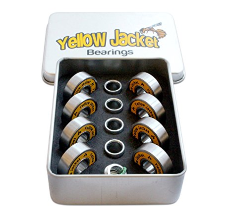 Yellow Jacket Premium Skateboard Bearings, Pro Longboard Bearings, 608, ABEC 9