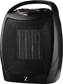 ZOYER Ceramic Space Heater 1500W Max Power Setting with Adjustable Thermostat Hot & Cool Fan Includes Overheat Protection & Carry Handle - Black
