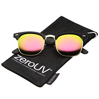 zeroUV - Rubberized Mirror Polarized Lens Half Frame Sunglasses 49mm