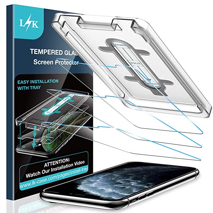 LK [3 Pack Screen Protector for iPhone 11 Pro 5.8 inch, Tempered Glass [Case Friendly] [Anti-Scratch] HD Clear 9H Hardness Double Defence Technology Positioning aid [Easy-Installation Tool]