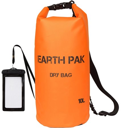 Earth Pak -Waterproof Dry Bag - Roll Top Dry Compression Sack Keeps Gear Dry for Kayaking, Beach, Rafting, Boating, Hiking, Camping and Fishing with Waterproof Phone Case