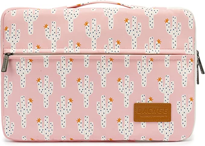 DACHEE Pink Cactus 360° Protective Waterproof Laptop Case Bag Sleeve with Handle Compatible with 15 inch-15.6 inch Laptop