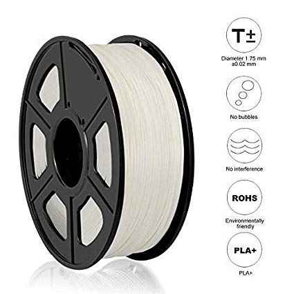 SUNLU 3D Printer Filament, PLA Plus Filament - 1.75 mm White 1kg Spool (2.2 lbs) - Dimensional Accuracy +/- 0.02mm - 100% Virgin Raw Material - PLA+ 1.75mm White