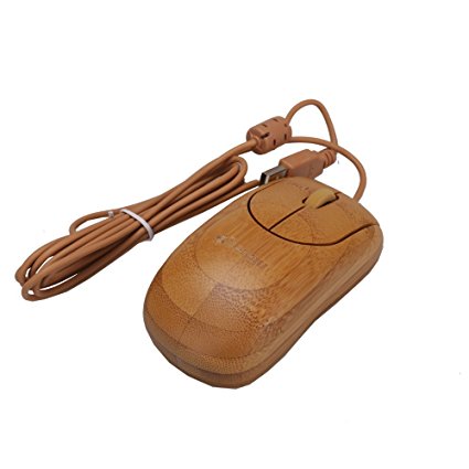 Bamboo Corded Mouse Wired USB Optical Mouse,Compatible with PCs, Macs, Desktops and Laptops(SG-MU1055)