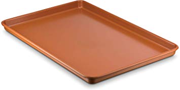 Ceramic Coated Cookie Sheet - Premium Nonstick Copper Coating Even Baking, Dishwasher and Oven Safe 425 F - PTFE/PFOA Free