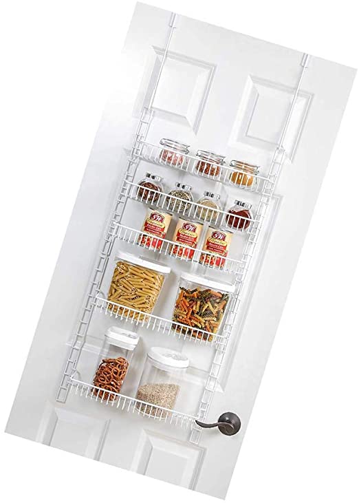 Adjustable Pantry Organizer Rack w/ 5 Adjustable Shelves - Small 51 Inch - Steel Construction w/Hooks & Screws - for Cans, Food, Misc. Item [White] (Limited Edition)