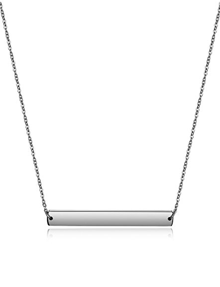 Bar Necklace Stainless Steel Plated with Engravable Bar Pendant