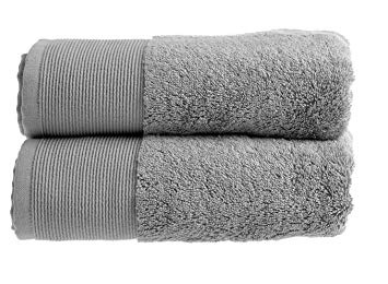 Allure Bath Fashions Luxury Towel Set in 60% Bamboo & 40% Cotton Marlborough Collection 2 x Absorbent and Quick Dry Hand Towels Set 50 x 90cm 550gsm in Silver Grey (Silver Grey, 2x Hand Towels)