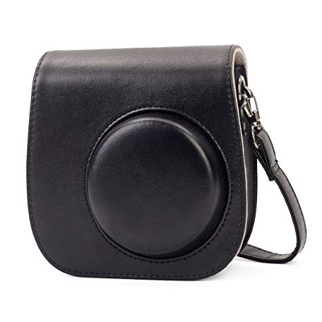 Phetium Protective Case for Fujifilm Instax Mini 9 Mini 8 Mini 8 , Soft PU Leather Bag with Pocket and Removable Shoulder Strap(Black)