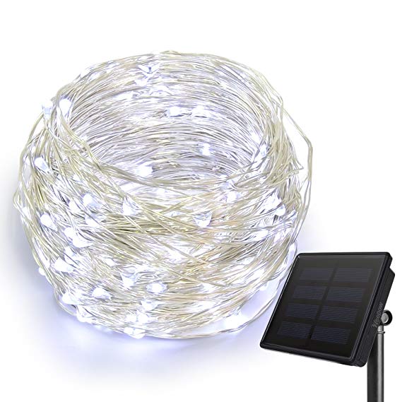 HEEPOW Outdoor String Lights, 72ft Flexible Copper Wire Lights Auto On/Off 8 Modes Waterproof IP65 Solar String Lights with 200 leds for Garden, Patio, Windows, Trees, and Christmas Party (Cool White)