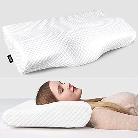 Bellemain Memory Foam Pillow,Orthopedic Pillow for Neck Pain Cervical Contour Memory Foam Pillow,Orthopedic Pillow for Neck Pain,Orthopedic Contour Pillow Support Cast Iron Grill Press (White)