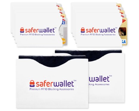 RFID Sleeve Set 10 Credit Card Protector  2 Passport Sleeves - Wallet Inserts Provide Safe RFID Blocking Security Protection for ID Credit Cards and Passports