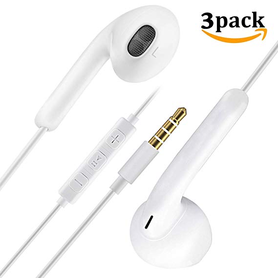 3Pack Earphones In Ear Headphones Wired Earbuds Noise Isolating Headset With Microphone remote sound control Compatible With Phone Samsung Huawei Android Smartphones Tablets and more