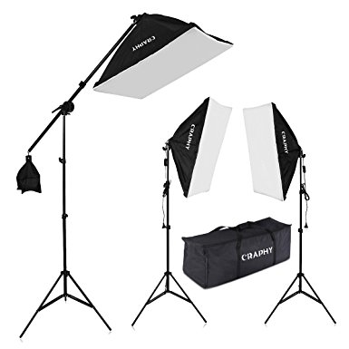 CRAPHY Photography Studio Soft Box Lighting Kit 20"x25" Softbox   80" Light Stand   135W 5000K Continuous Lamp   Carrying Bag