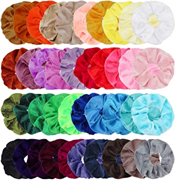 Hair Scrunchies Velvet -40 Pack Velvet Elastic Hair Bands Hair Accessories For Women Girl And Lady(Multiple Colour-Light Colour)