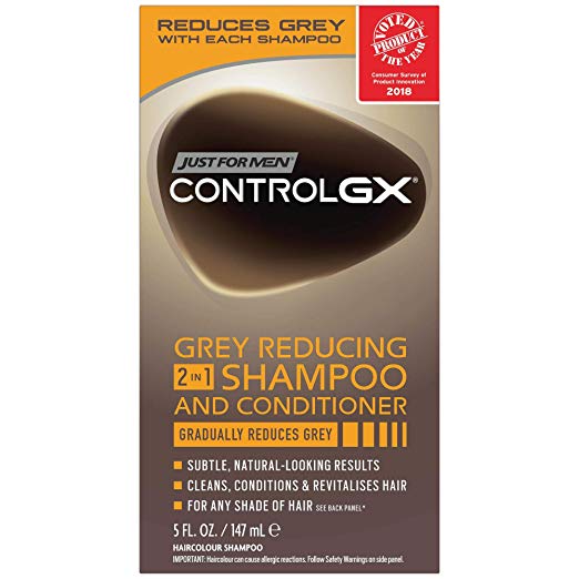 Just For Men Control Gx 2-In-1 5 Ounce Shampoo Conditioner Grey Boxed (147ml) (2 Pack)