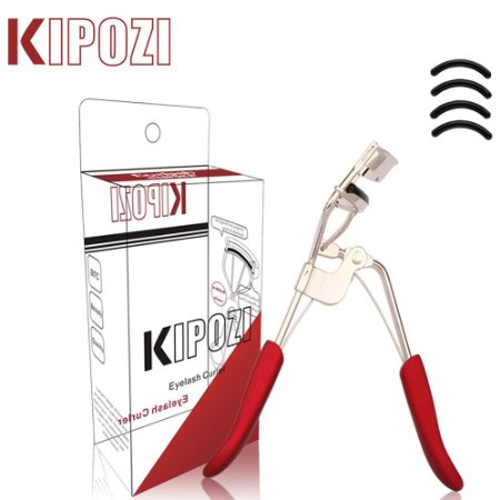 KIPOZI Pro Eyelash Curler with Soft Silicone Refill Pads, Long-lasting ,Natural-looking Curl