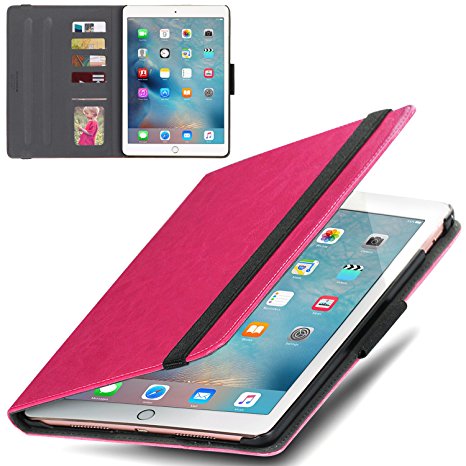 iPad Pro Case, iPad Pro 9.7 Case, BENTOBEN [Apple Pencil Holder] Kickstand Slim Folio Premium Synthetic Leather Smart Cover Case for iPad Pro 9.7 inch Retina Tablet with Auto Wake/Sleep, Rose Red