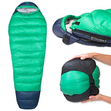 Paria Outdoor Products Thermodown 0 Degree Down Mummy Sleeping Bag - Ultralight Cold Weather, 4 Season Bag - Perfect for Backcountry Camping and Backpacking