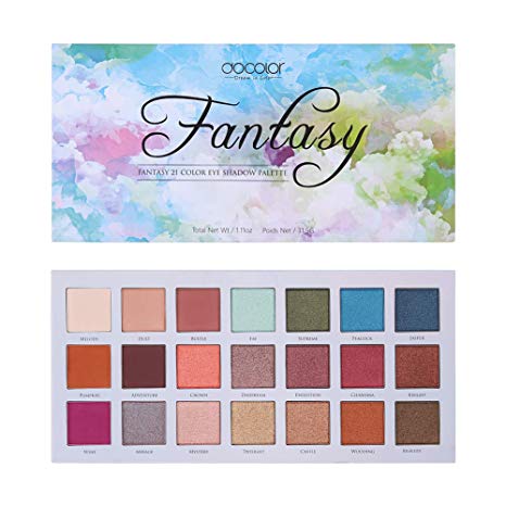 Docolor Eyeshadow Palette 21Colors Fantasy Eye Shadow Matte Glitter Highly Pigmented Makeup Palette Waterproof Powder Smokey Professional Cosmetic