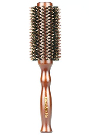 Styling Essentials Natural Boar Bristles Hair Brush, Round Comb Ruled 2.4-Inch