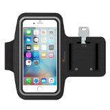 iPhone 6S Armband Trianium ArmTrek Sports Exercise Armband Sleeve Cases for Apple iPhone 66S Case Running Pouch Touch Compatible Key Holder Black Lifetime Warranty Good for HikingBikingWalking