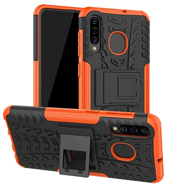 Galaxy A50 Case, Galaxy A30 Case, Galaxy A20 Case, Yiakeng Shockproof Slim Protective with Kickstand Hard Phone Cover for Samsung Galaxy A50/A30/A20 (Orange)