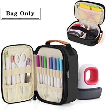 Luxja Double-Layer Carrying Case Compatible with Cricut Easy Press Mini, Tote Bag Compatible with Cricut Easy Press Mini and Supplies (Bag Only,Patent Pending), Black