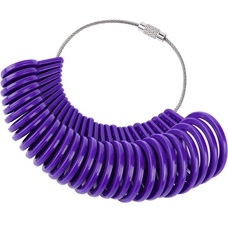 27 Pieces Plastic Ring Sizer Gauges A-Z Finger Sizer Measuring Ring Tool Jewellery Kit (Purple)