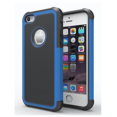 AGRIGLE Shock- Absorption / High Impact Resistant Hybrid Dual Layer Armor Defender Full Body Protective Cover Case For iPhone 5/5S/SE (Blue)