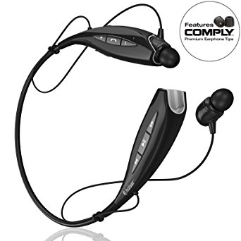 Phaiser BHS-930 Bluetooth Headphones Headset Sport Earphones with Mic and Lifetime Sweatproof Warranty - Wireless Earbuds for Outdoors, Blackout