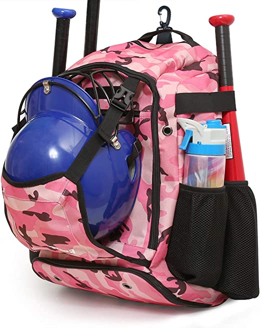 ZOEA Baseball Bat Bag Backpack, T-Ball & Softball Equipment & Gear for Youth and Adults, Large Capacity Holds 4 Bats, Helmet, Gloves, Cleats,Shoes Compartment & Helmet Holder