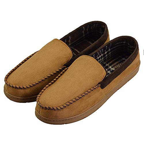 VLLY Mens House Slippers Moccasin Slipper House Shoe with Indoor Outdoor Memory Foam