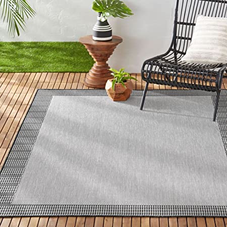 Nicole Miller New York Patio Country Landry Indoor/Outdoor Area Rug, Gray/Black, 7'9"x10'2" Rectangle