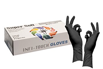 Infi-Touch  8mil Thickness Black Latex 12" Length Disposable Gloves, Small (50 Count)