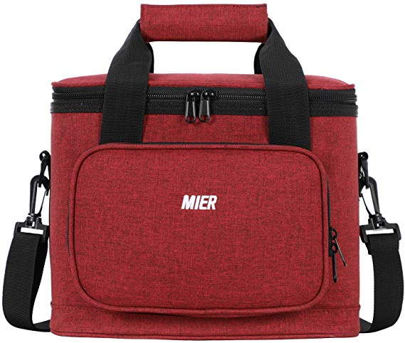 MIER 16 Can Large Insulated Lunch Bag for Women, Soft Leakproof Liner, Dark Red