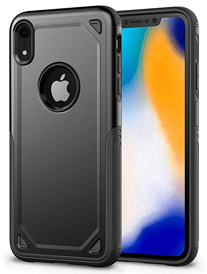 iPhone XR Case Thinkart Slim Fit Dual Layer Soft TPU and Hard PC Shock-Absorption and Anti-Scratch Case for Apple iPhone XR (6.1") (Black)