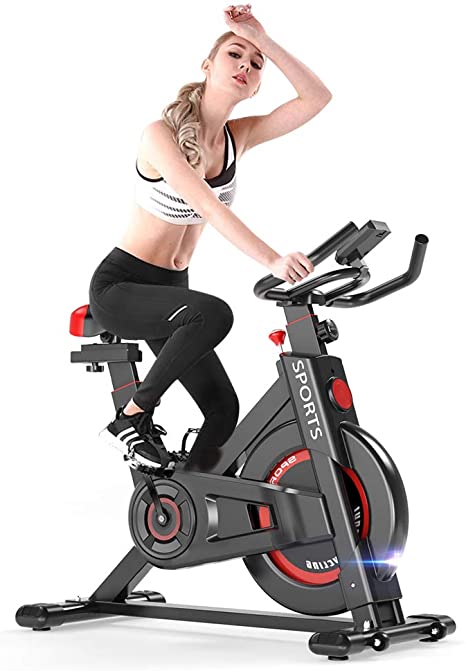 iPro Stationary Exercise Bike Indoor Cycling Infinite Resistance Spinning Bike Gym Machine Fitness Equipment for Home Training, Heart Rate Monitor, LCD Monitor, Pulse Sensor,Bidirectional Flywheel