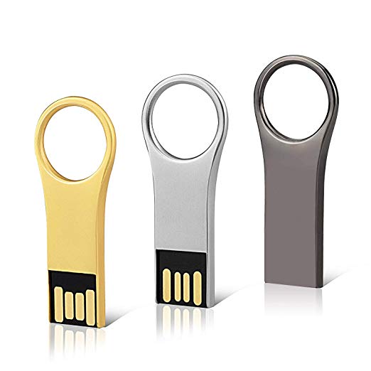 KEXIN 3PCS 32GB USB Flash Drive Thumb Drive 32 GB Metal Mini Flash Drive Storage Flash Memory Keychain USB 2.0 Silver Black Gold