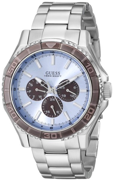 GUESS Men's U0479G2 Stainless Steel Blue-Dial Watch
