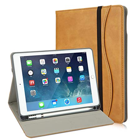 iPad 9.7 Case with Pencil Holder 6th Generation iPad Cover Case with Stand Slot Pocket Functional and Handle Strap for iPad 2018 (6th) iPad 2017 (5th) iPad Pro 9.7 iPad Air2 & 1[Camel]