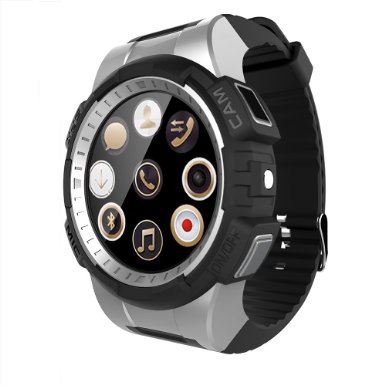 Markrom V11 Sports IOS Android Smart Watch with waterproof IP66 Bluetooth 4.0 Heart Rate Built-in Camera Support MP3 Music SIM TF Card Silver