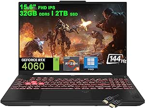TUF Gaming A15 Laptop | 15.6" FHD 144Hz 100% sRGB | AMD Zen4 8-core Ryzen 9 7940HS (&gt;i9-12900H) | 32GB DDR5 2TB SSD | GeForce RTX 4060 8GB Graphic | RGB Backlit USB4 Win11Pro Gray + HDMI Cable