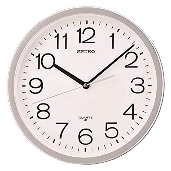 Seiko Classic Numbered Wall Clock with Quiet Sweep, Silver